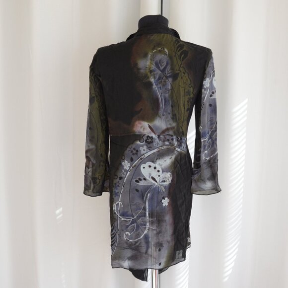 Citron Santa Monica Silk Draped Duster Sz XS - Picture 4 of 9